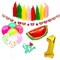 47 Piece 1st Birthday Decorations for Girls, One in a Melon Banner, #1 and Watermelon Balloons, Latex Balloons, Cake Topper, and Paper Tassels